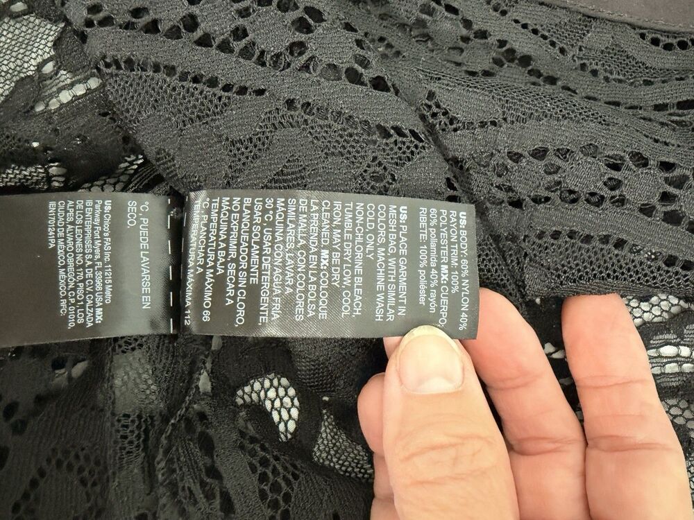 White House Black Market Black Lace Button Down Shirt Women L Sheer Long Sleeve - Picture 7 of 7
